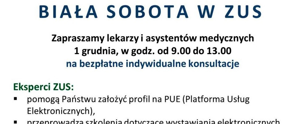 BIAŁA SOBOTA w ZUS