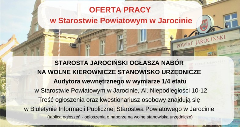 Ogłoszenie o naborze na wolne stanowisko urzędnicze